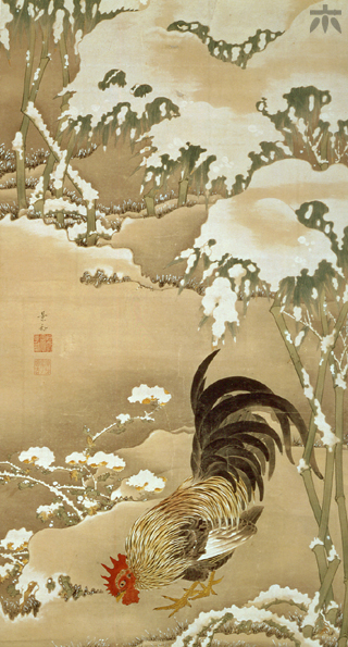 Ito Jakuchu Rooster in the Snow Mid-Edo Period 18th century